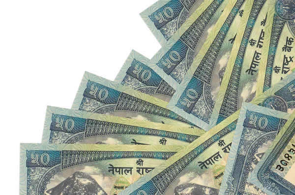 Nepalskich Banknotów Rupii Leży Innej Kolejności Białym Lokalna Bankowość Lub — Zdjęcie stockowe