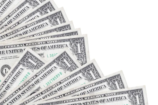 Dollar Biljetten Ligt Geïsoleerd Witte Achtergrond Met Kopieerruimte Gestapeld Ventilator — Stockfoto