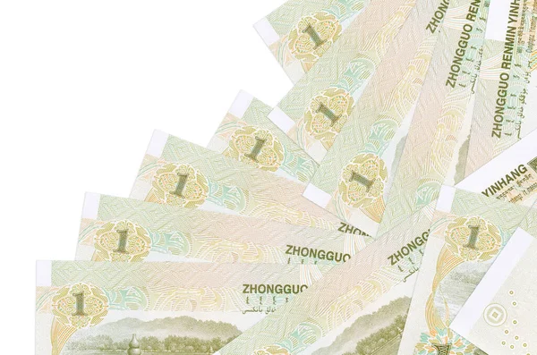 Китайские Банкноты Юаня Лежат Другом Порядке Изолированном Белом Местное Банковское — стоковое фото