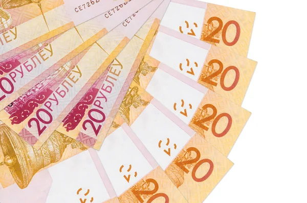 Beyaz Zemin Üzerinde Izole Edilmiş Belorus Rublesi Banknotu Var Fan — Stok fotoğraf