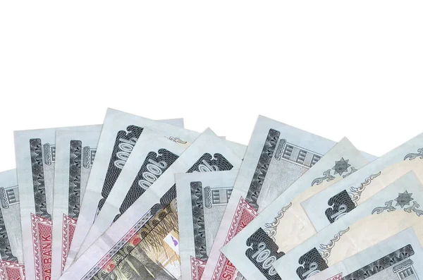 1000 Nepáli Rúpia Bankjegyek Fekszik Alsó Oldalán Képernyő Elszigetelt Fehér — Stock Fotó