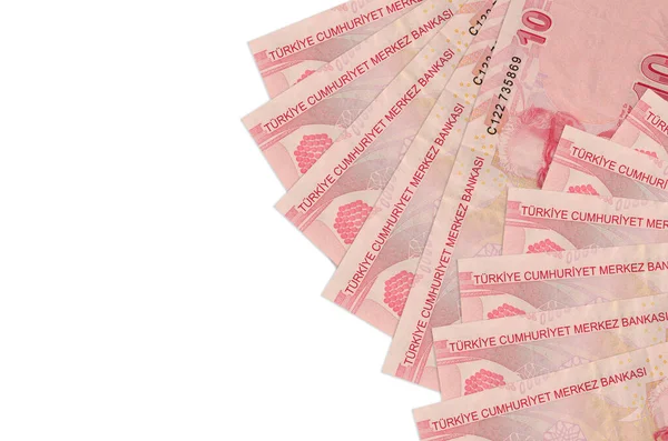 Türk Lirası Banknotlar Beyaz Zemin Üzerinde Fotokopi Alanı Ile Izole — Stok fotoğraf