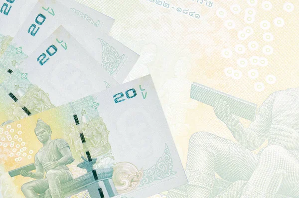 Thai Baht Bills Lies Stack Background Big Semi Transparent Banknote — Stock Photo, Image