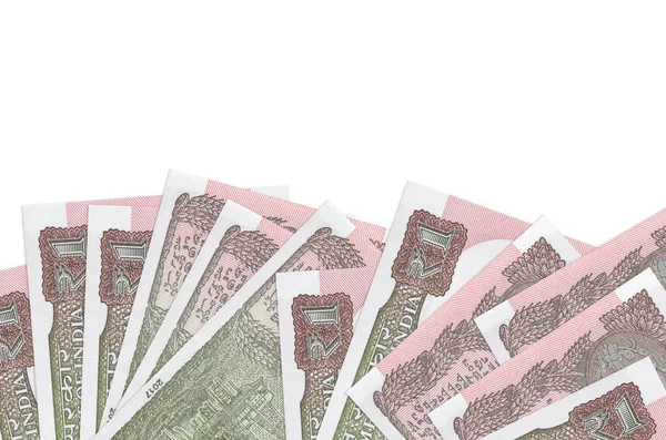 Ekranın alt tarafında, beyaz arkaplanda, fotokopi alanı ile izole edilmiş 1 Hint rupisi var. Paralı iş kavramları için arkaplan afişi şablonu