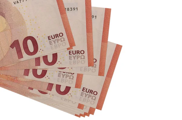 Billets Euros Trouvent Dans Petit Groupe Paquet Isolé Sur Blanc — Photo