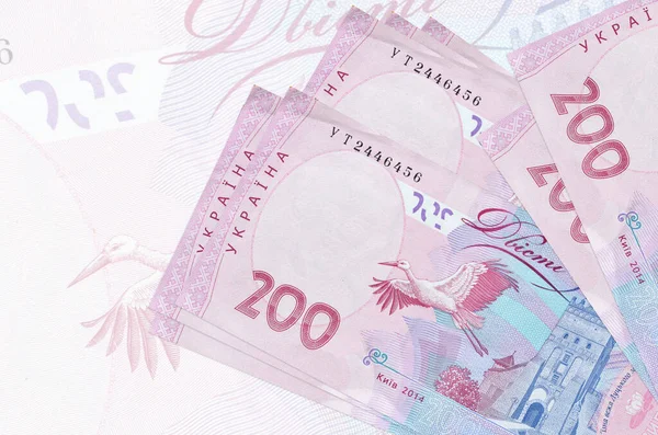 200 Ukrainian Hryvnias Bills Lies Stack Background Big Semi Transparent — Stock Photo, Image