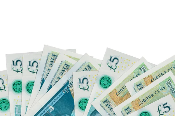 Britse Pond Biljetten Ligt Aan Onderkant Van Het Scherm Geïsoleerd — Stockfoto