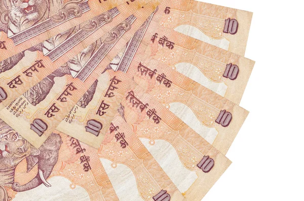 Indiska Rupier Räkningar Ligger Isolerade Vit Bakgrund Med Kopia Utrymme — Stockfoto