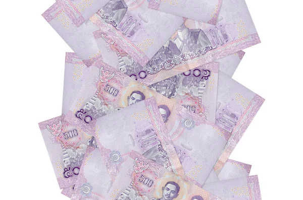 500 Billetes Baht Tailandeses Volando Aislados Blanco Muchos Billetes Que — Foto de Stock