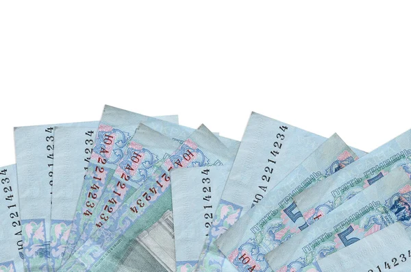 Ukrainian Hryvnias Bills Lies Bottom Side Screen Isolated White Background — Stock Photo, Image