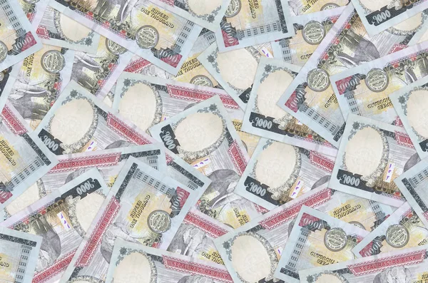 1000 Nepal rupisi büyük bir yığın halinde duruyor. Zengin yaşam kavramsal geçmişi. Büyük miktarda para.