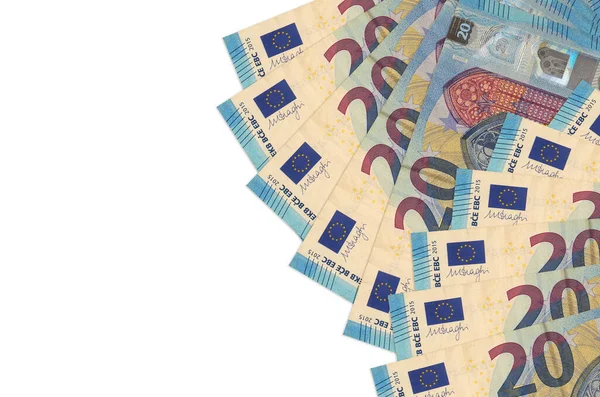 Euro Biljetten Liggen Geïsoleerd Witte Achtergrond Met Kopieerruimte Rich Life — Stockfoto