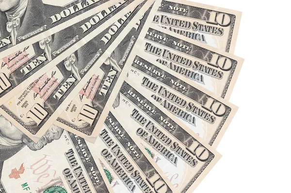 Dollar Räkningar Ligger Isolerade Vit Bakgrund Med Kopia Utrymme Staplade — Stockfoto