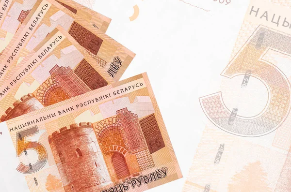 Belorussian Rubles Bills Lies Stack Background Big Semi Transparent Banknote — Stock Photo, Image