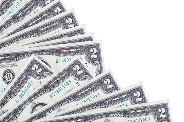Dollars Biljetten Ligt Geïsoleerd Witte Achtergrond Met Kopieerruimte Gestapeld Ventilator — Stockfoto