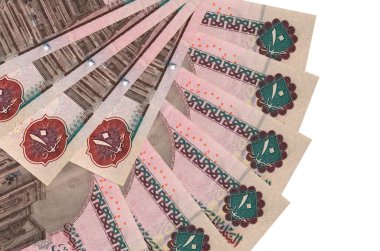 10 Mısır sterlinli banknotlar beyaz arka planda izole edilmiş, fotokopi alanı da yakın planda. Finansal işlemler kavramı