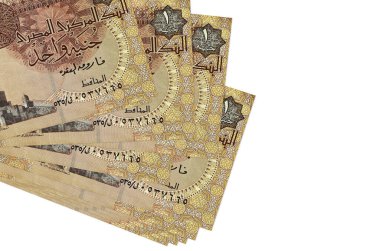 1 Mısır sterlinli banknotlar küçük gruplar halinde ya da beyaz paketler halinde bulunur. Kopyalama alanı olan bir model. İş ve para değişimi kavramı