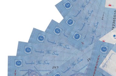 1 Malezya ringgit gagası beyaz üzerine izole edilmiş farklı bir sırayla yatar. Yerel bankacılık ya da para kazanma konsepti. İş arkaplanı afişi