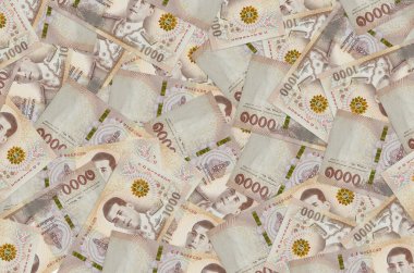 1000 Tayland baht faturası büyük bir yığın halinde duruyor. Zengin yaşam kavramsal geçmişi. Büyük miktarda para.
