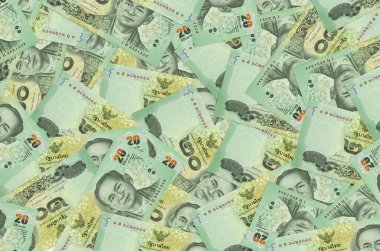 20 Tayland Baht faturası yığınla. Zengin yaşam kavramsal geçmişi. Büyük miktarda para.