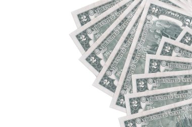 2 Amerikan doları banknotlar beyaz arka planda, fotokopi alanı ile izole bir şekilde duruyor. Zengin yaşam kavramsal geçmişi. Büyük miktarda ulusal para birimi zenginliği