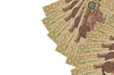 1 Mısır sterlinli banknotlar beyaz arka planda fotokopi alanı ile izole edilmiş. Zengin yaşam kavramsal geçmişi. Büyük miktarda ulusal para birimi zenginliği