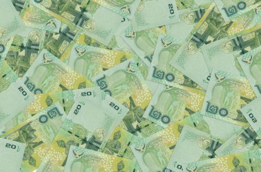 20 Tayland Baht faturası yığınla. Zengin yaşam kavramsal geçmişi. Büyük miktarda para.