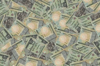 20 Mısır sterlinli banknotlar büyük yığın halinde duruyor. Zengin yaşam kavramsal geçmişi. Büyük miktarda para.