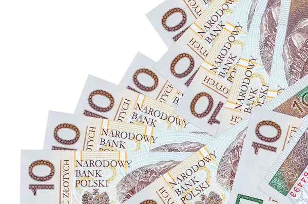 Polska Zloty Räkningar Ligger Olika Ordning Isolerad Vitt Lokal Bank — Stockfoto
