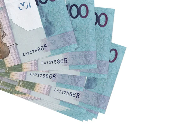 100 Wit Russische Roebel Biljetten Ligt Kleine Bos Pak Geïsoleerd — Stockfoto