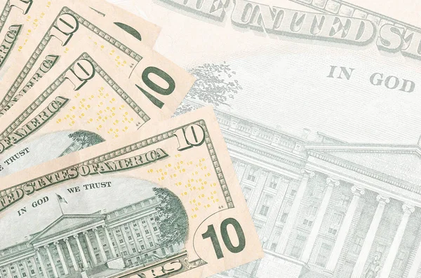 Dolarów Leży Stosach Tle Dużego Półprzezroczystego Banknotu Streszczenie Kontekstu Biznesowego — Zdjęcie stockowe