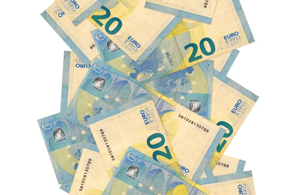 Billetes Euros Volando Aislados Blanco Muchos Billetes Que Caen Con —  Fotos de Stock
