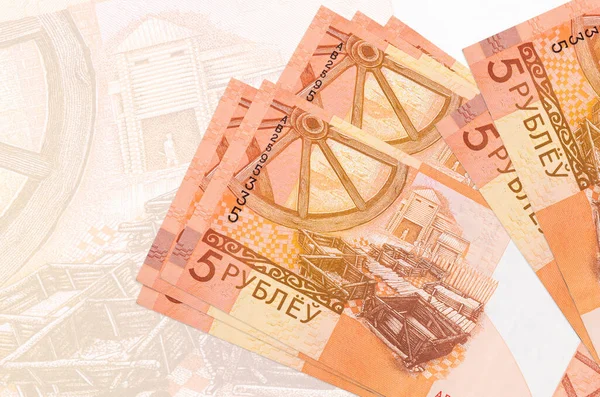 Vitryska Rubel Räkningar Ligger Stack Bakgrund Stora Semi Transparent Sedel — Stockfoto