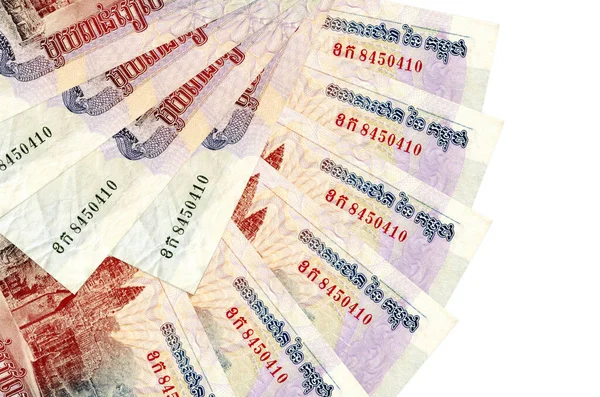 1000 Cambodjaanse Riels Biljetten Ligt Geïsoleerd Witte Achtergrond Met Kopieerruimte — Stockfoto
