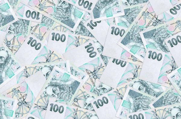 100 Czech Korun Bills Lies Big Pile Rich Life Conceptual — Stock Photo, Image