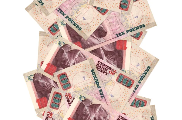 Єгипетських Фунтів Які Летять Вниз Ізольовано Білому Багато Банкнот Падають — стокове фото