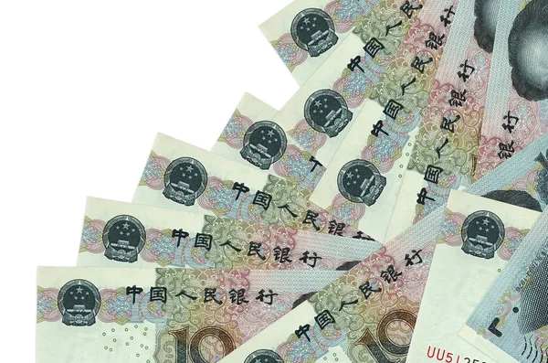 Chinese Yuan Biljetten Liggen Verschillende Volgorde Geïsoleerd Wit Lokaal Bankieren — Stockfoto