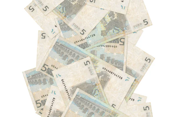 Χαρτονομίσματα Των Ευρώ Πετούν Προς Κάτω Απομονωμένα Στα Λευκά Πολλά — Φωτογραφία Αρχείου