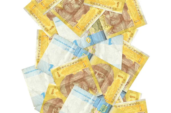Ukrán Hrivnya Bankjegyek Repül Elszigetelt Fehér Sok Bankjegy Esik Fehér — Stock Fotó