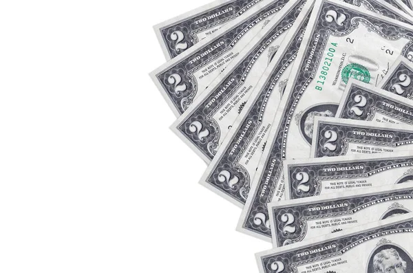 2 Amerikan doları banknotlar beyaz arka planda, fotokopi alanı ile izole bir şekilde duruyor. Zengin yaşam kavramsal geçmişi. Büyük miktarda ulusal para birimi zenginliği