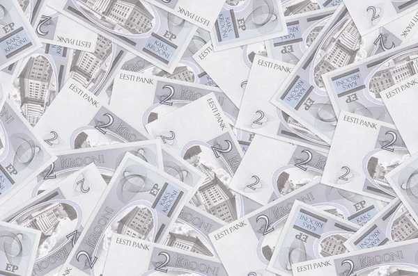 2 Estonian kroon bills lies in big pile. Rich life conceptual background. Big amount of money