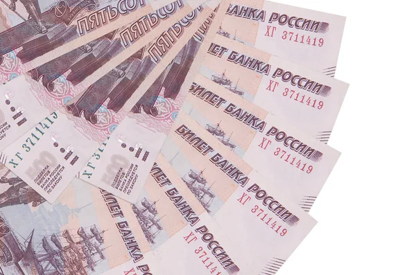 500 Ρωσικά Ρούβλια Χαρτονομίσματα Βρίσκονται Απομονωμένα Λευκό Φόντο Αντίγραφο Χώρο — Φωτογραφία Αρχείου