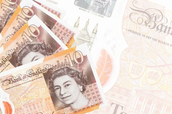 Tien Britse Pond Biljetten Liggen Stapel Achtergrond Van Een Groot — Stockfoto