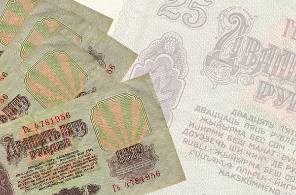 Russische Rubel Scheine Liegen Gestapelt Auf Dem Hintergrund Einer Großen — Stockfoto