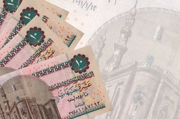 Sterline Egiziane Trovano Pila Sullo Sfondo Una Grande Banconota Semitrasparente — Foto Stock