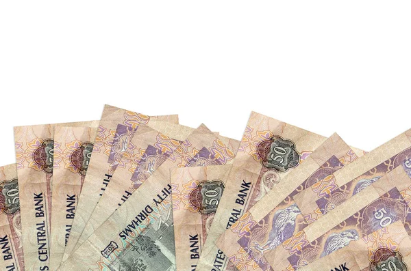 Eae Dirham Bankjegyek Fekszik Alsó Oldalon Képernyő Elszigetelt Fehér Háttér — Stock Fotó