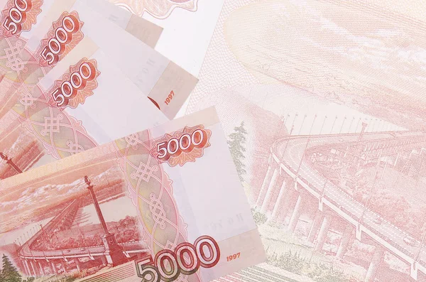 5000 Russische Roebel Biljetten Liggen Stapel Achtergrond Van Een Groot — Stockfoto
