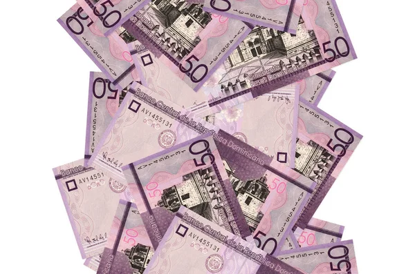 Dominikanische Pesos Scheine Flogen Vereinzelt Auf Weißem Grund Herunter Viele — Stockfoto