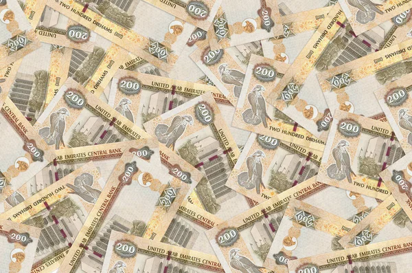 200 Banknotów Dirhamów Zea Leży Dużej Stercie Bogata Konceptualna Przeszłość — Zdjęcie stockowe