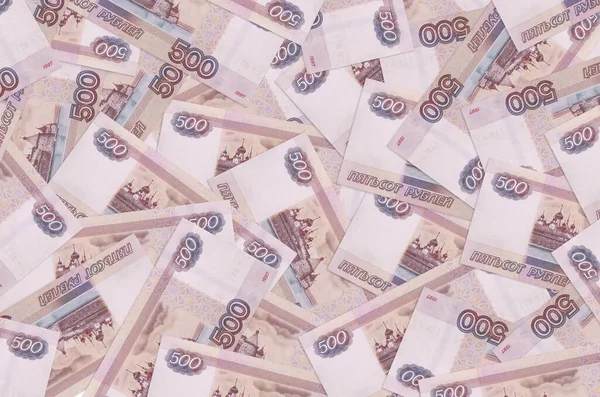 500 Ρώσικα Ρούβλια Βρίσκονται Μεγάλο Σωρό Πλούσιο Εννοιολογικό Υπόβαθρο Ζωής — Φωτογραφία Αρχείου